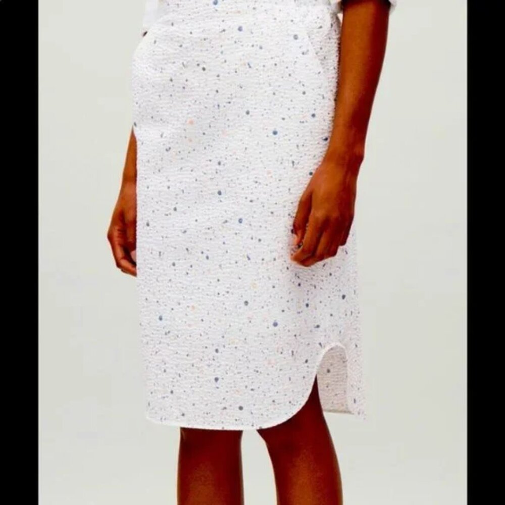 New COS high waisted paint splatter textured quilted high low pencil midi skirt - Picture 7 of 16